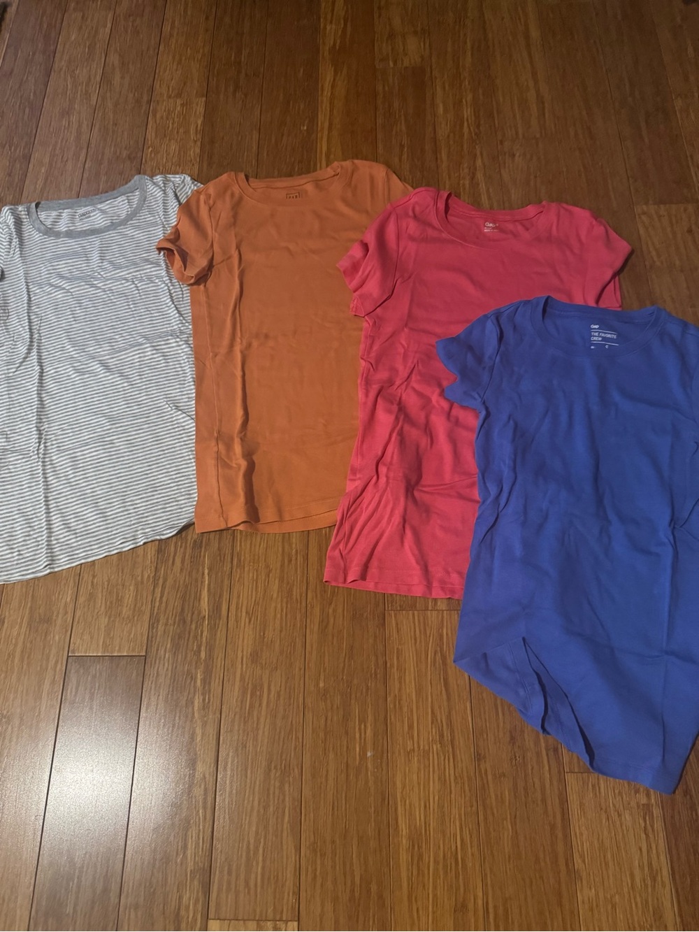 4 GAP Cotton Crewneck Tee - Blue, Pink, Rust, Stripe